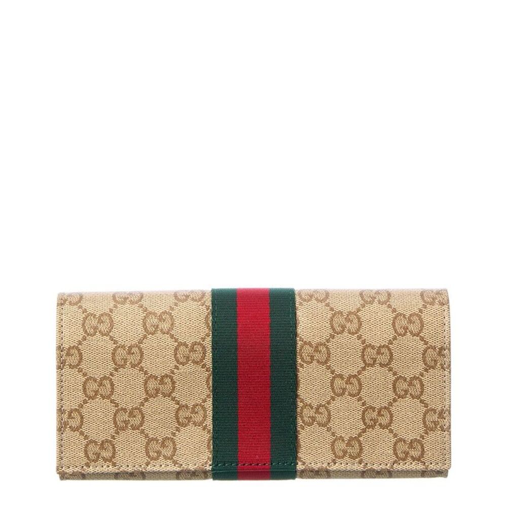 Gucci Long Gg Canvas & Leather Continental Wallet, Brown